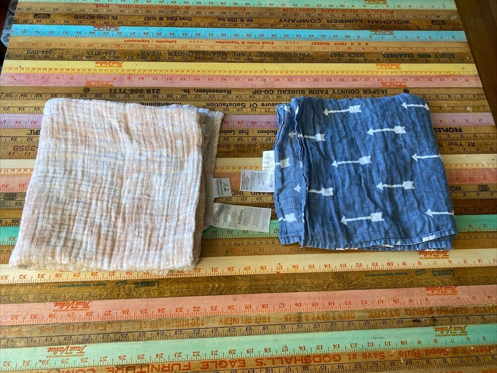 Lulujo Baby 100% Cotton Muslin Swaddle Blankets 40x 40 Aden + Anais Lot Of 2